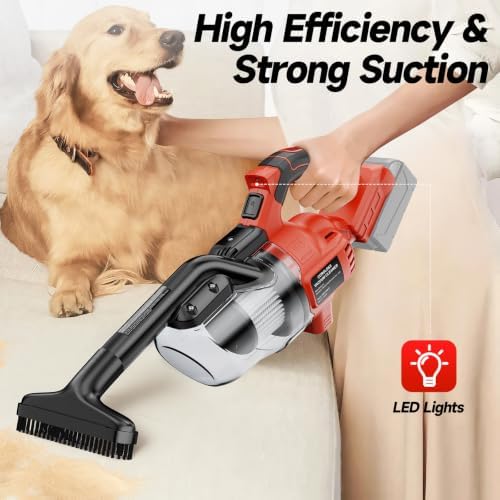 Cordless Vacuum Compatible with Milwaukee M18 Battery, Handheld Vacuum Cleaner for Home Pet Hair Car, 5-in-1 Portable Shop Vac with 2 Washable HEPA Filter, 4 Multi Nozzle (Battery Not Includ) - Image 4