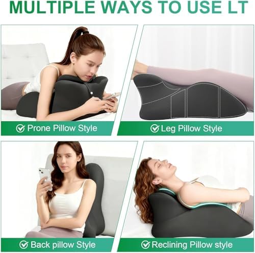 Memory Foam Ergonomic Wedge Intimacy Pillow for Bed Reading Pillow for Sitting Up in Bed Body-Hugging Back Support Pillow with Washable Breathable Cover (Gray) - Image 2
