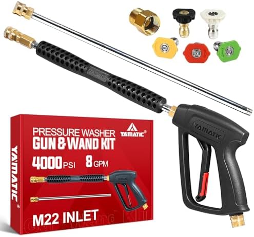 YAMATIC Pressure Washer Gun with Extension Wand, 4000 PSI 5 Nozzle by YAMATIC