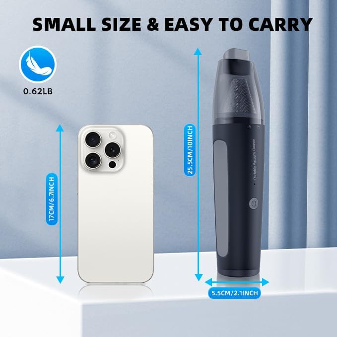 PATO Cordless Handheld Vacuum Cleaner, Mini Car Vacuum with PowerfulSuction, 1800mAh high-CapacitybatteryPortable Dust Collector Matte Black. - Image 7