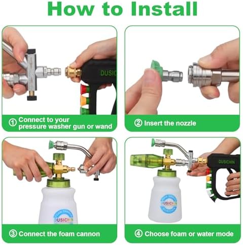 DUSICHIN Pressure Washer Attachment Gun Short Wand Lance Snow Foam Cannon - Image 6