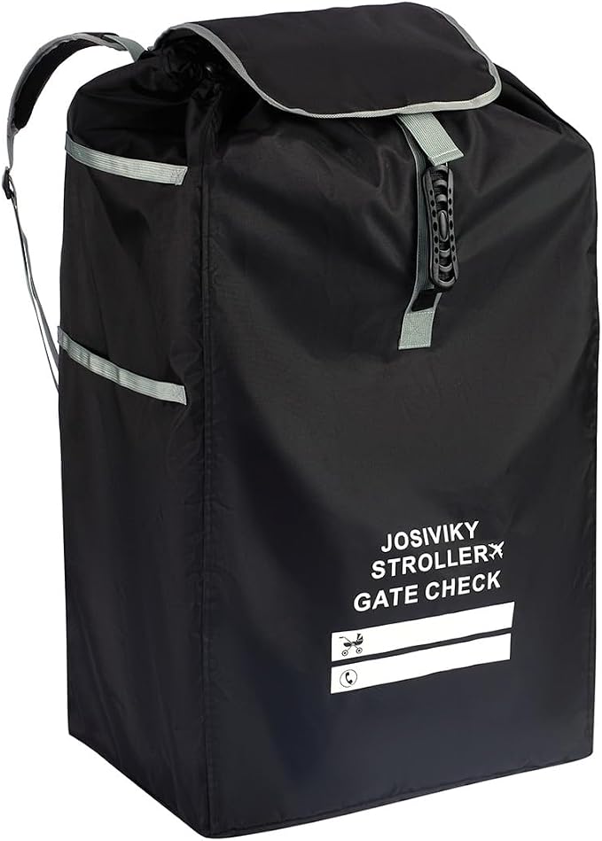 Stroller Bag for Airplane Gate Check, Universal Stroller Travel Bag & Car Seat Bag for Air Travel, Foldable Water Resistant Travel Essentials with Adjustable Shoulder Straps,Black - Image 8