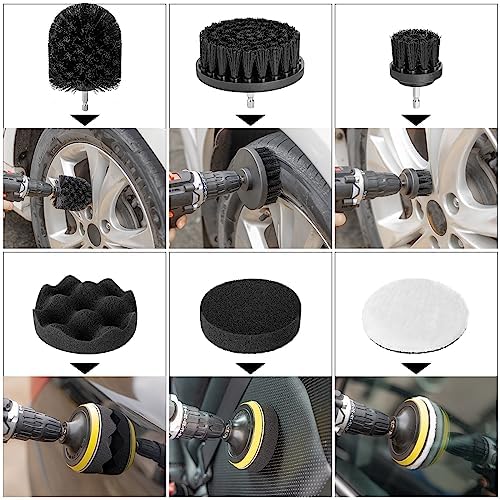 40Pcs Car Wash Detailing Kit Cleaning Kits with Foam Gun Sprayer Vacuum with Long Cord Drill Brush Large Wash Mitt Towels Complete Interior Exterior Car Washing Supply Set Black - Image 5