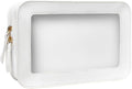 Clear Makeup Bag, White Travel Makeup Pouch Toiletry Bag for Women Waterproof Small Cosmetic Bag Case Small Make Up Bag with Zipper Car Organizer Car Essentials for Women Men by FFpaw