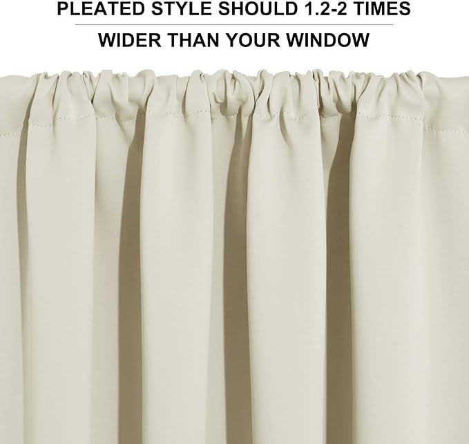 RYB HOME RV Curtains for Camper Windows, Mini Small Curtain Tiers | Thermal Insulated, Sunlight Heat Light Blocking, Privacy Portable Curtains for Travel Trailer, W34 x L24, Beige, 2 Panels - Image 6
