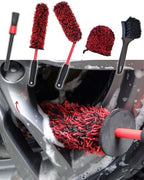 oesee Professional 4 Pack Long Handle Wheel Brush Kit for Cleaning Wheel and Tire- 2X Soft Wheel Cleaning Brush, Detailing Brush and Stiff Tire Brush, Bendable& Durable Wheel Rim Cleaner Brush Set by OeSee