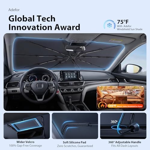 2026 Upgraded Windshield Sun Shade Umbrella for Honda CR‑V [Precision Custom Fit, Superior UV & Heat Block] Cooling Tech Fabric, Durable Foldable with Storage Bag, Fits 2000‑2026 - Image 5