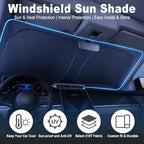 Windshield Sun Shade, Foldable Front Car Window Shades Cover for Windshield Sun Visor Protector, Keep Interior Cool, Universal Fit for Sedan SUV MPV, Car Accessories (57.09" x 31.5 ") - Image 3