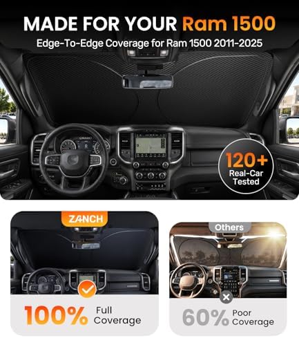 Zanch Windshield Sun Shade for Ram 1500 2011-2025 - Image 2
