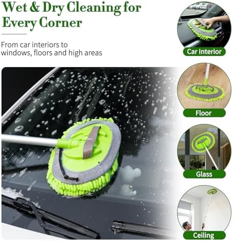 HIPPIH 62" Car Wash Brush kit with Long Handle & 3 Scratch-Free Refill Mitt - Image 6