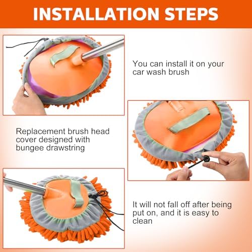 Layhit 5 Pcs Car Wash Mitt Set, Brush Not Included, Orange - Image 4