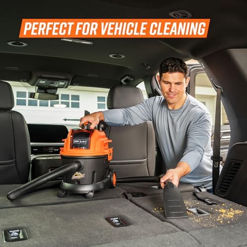 Armor All DAA202W 0901 2.5 Gal 20V Max Cordless Wet/Dry Vac Orange/Black - Image 4