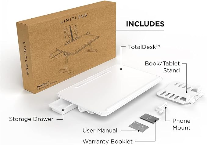 Limitless TotalDesk Portable Workstation and Lap Desk with Adjustable Height & Tilt (White) - Image 5
