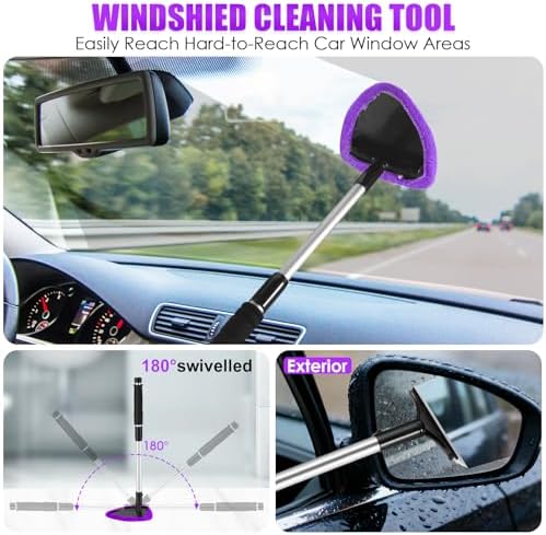 20PCS Car Cleaning Kit, Car Interior Detailing Kit with Purple High Power Handheld Vacuum, Detailing Brush Set, Windshield Cleaner, Cleaning Gel, Complete Auto Accessories for Women - Image 3