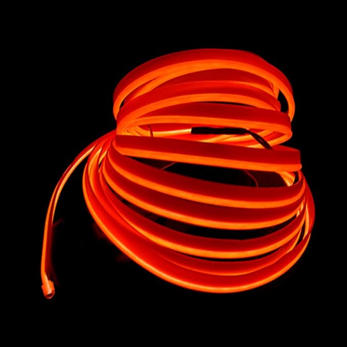 El Wire Orange Interior Car LED Strip Lights, 5M Neon Wire USB 5V with Fuse Protection for Automotive Interior Decoration, with 6mm Sewing Edge - Image 3