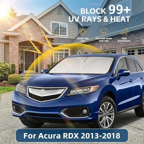 Windshield Sun Shade for Acura RDX 2013-2018 Sunshade Front Window Shade Custom Fit RDX Accessories Sun Visor Foldable Shade Blocks UV Rays Accessories - Image 2