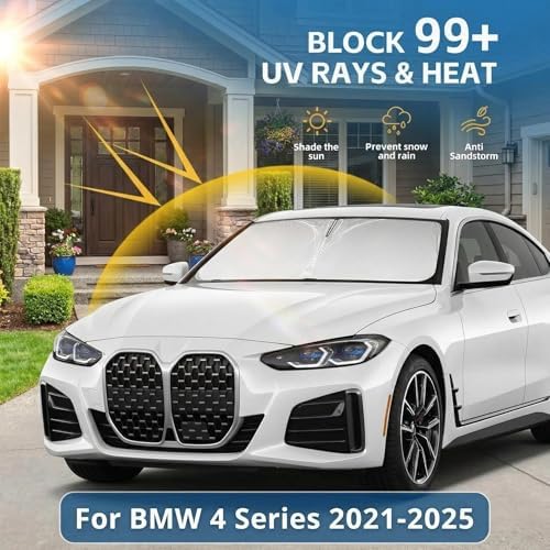 for BMW 4 Series Windshield Sun Shade 2021-2025, Front Window UV Blocking Sun Visor for 430i 440i i4 M4 330i, Custom Fit Foldable Car Sunshade Accessory - Image 2