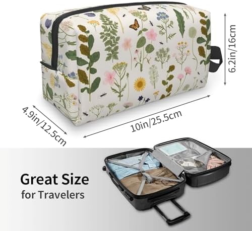 Vintage Botanical Insect Makeup Bag - Durable 600D Oxford Fabric Travel Cosmetic Bag, Shockproof Foam Padded Toiletry Organizer for Gym & Daily Use 10x6.2x4.9 Inch - Image 4