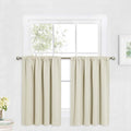 RYB HOME Cafe Curtains 24 inch Length, Mini RV Curtains for Camper Windows | Temperature Regulating, Light UV Blocking, Privacy Protection, Short Small Half Window Tiers, W42 x L24, Beige, 2 Panels by RYBHOME
