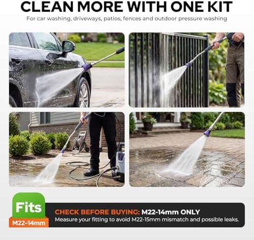 Pressure Washer Quick Connect Kit, M22-14mm to 3/8" Male/Female Quick Disconnect, 3/4" to Quick Connect Hose Fittings - Image 7