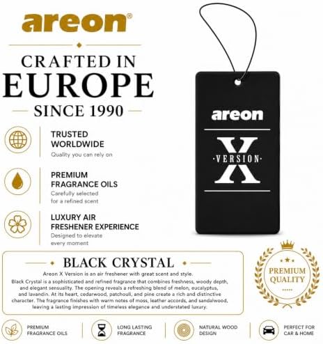 AREON X Version Black Crystal Paper Hanging Car Air Freshener - Pack of 12 - Image 6