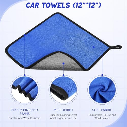 16 Pcs Windshield Cleaner Tool, Car Cleaning Kit with Various Detailing Brushes Set Spray Bottle Cleaner Towel Cleaning Gel Accessories Car Interior Detailing Kit for Windows Vents(Blue) - Image 6