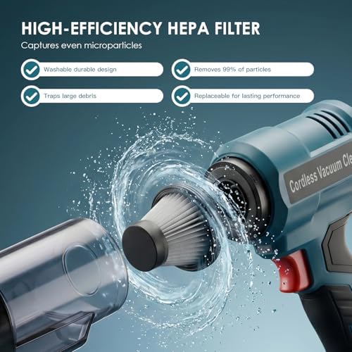 DTEZTECH Cordless Vacuum Cleaner for Makita 18V Battery, Electric Handheld Vacuum Cleaner with 105AW Powerful Suction, Portable Vacuum Cleaner for Floor, Carpet, Car, Home (Battery Not Included) - Image 4