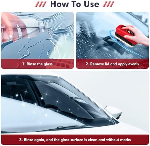 Automotive Oil Film Cleaning Brush, Car Glass Oil Film Cleaner, Anti-Rain Fog Car Glass Cleaner, Car Windshield Cleaner for Improved Clarity and Visibility (1, Red) - Image 4