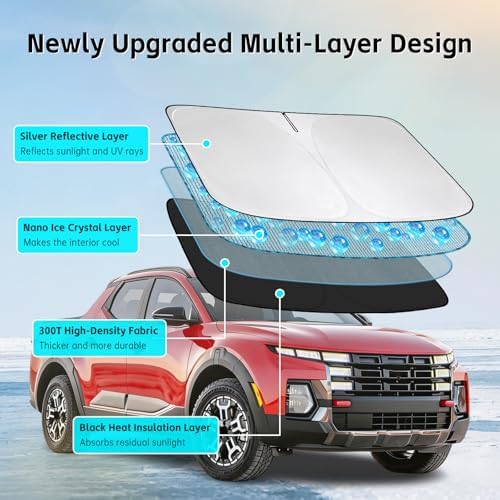Windshield Sun Shade for Hyundai Santa Cruz 2022-2026 Sunshade - Image 3