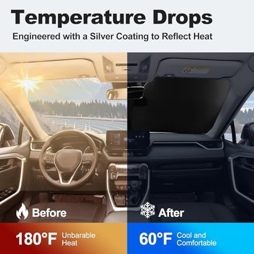 for 2019-2026 Toyota RAV4 - Premium Sunshade for Ultimate Heat & UV Protection, Foldable Front Windshield Sun Shade for SUV Crossover, TRD Off-Road, LE XLE XSE Hybrid Adventure Accessories - Image 3