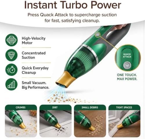 Quack Attack Duck Cordless Handheld Vacuum w/ Quacking Turbo Suction & LEDs - Image 5