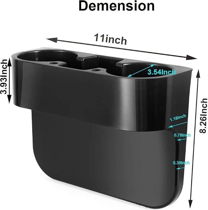 Heart Horse 2Pcs Cup Holder Portable Multifunction Vehicle Seat Cup Cell Phone Drinks Holder Box Car Interior Organizer (Black) - Image 2