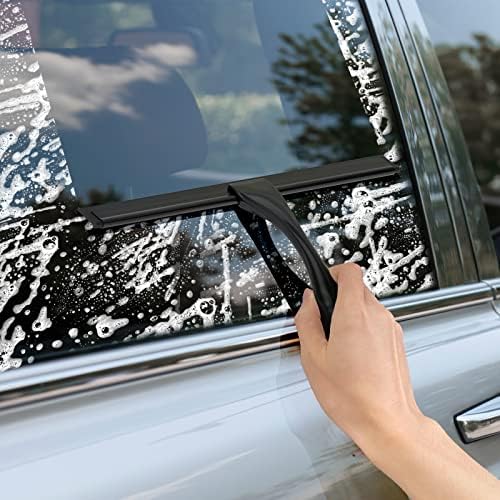 All-Purpose Stainless Steel Shower Squeegee for Shower Doors with 2 Adhesive Hooks, Bathroom Cleaner Tool Household Window Mirror Squeegee for Home Cleaning, Glass Door, Tile Wall, Car, 12 Inch Black - Image 6