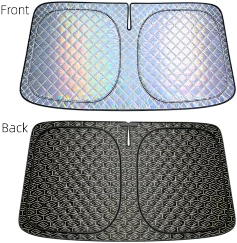 Foldable Windshield Sunshade | 5-Layer Laser Reflective Oxford Fabric Car Sun Shade with Steel Frame | UV Protection Heat Shield Sun Visor | Keeps Interior Cool & Protects Dashboard M (55 x 27.5 in) - Image 4