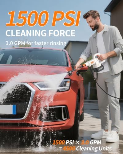 Cordless Pressure Washer Battery Powered; 1500PSI Brushless Power Washer - Image 2