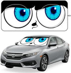 Windshield Sun Shade for Car, 63"x28.5" Stylish Printed Front Window Sunshade with Double Steel Ring Frame, Universal Fit Foldable Heat Blocker & UV Protector, with Storage Pouch (Eyes) - Image 2