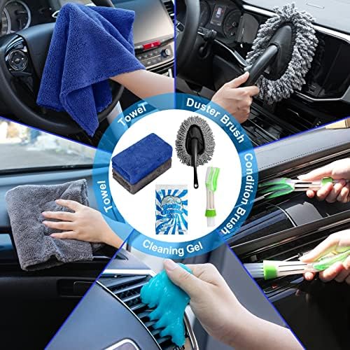 20Pcs Car Cleaning Kit, Interior Detailing Kit with High Power Handheld Vacuum, Detailing Brush Set, Windshield Tool, Blue Complete Auto Accessories for Women, Men - Image 6