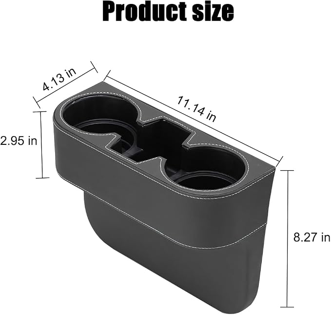Car Seat Gap Filler Organizer with Cup Holder, Leather Multifunctional Vehicle Front Seat Crevice Storage Box Bag, Automotive Console Side Bucket Pocket, Universal Fit (Gray) - Image 2