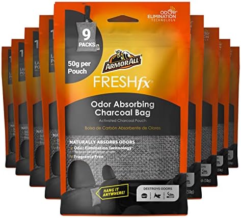 Armor All Fresh FX Charcoal Bag Deodorizer (9 Count) - Charcoal Deodorizer Bags for Cars, Natural Bamboo Car Air Freshener by ArmorAll