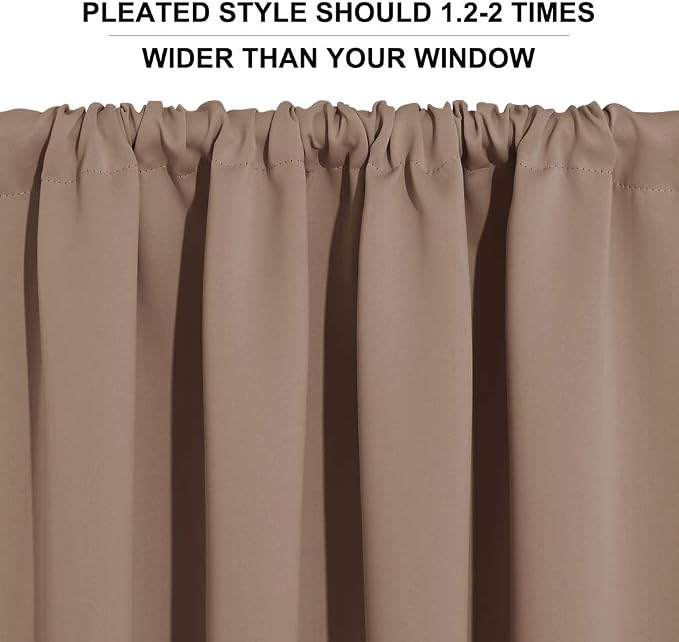 RYB HOME Blackout Curtains for Bedroom Living Room Nursery 63 inches Long | Thermal Insulated Room Darkening Privacy Protection Rod Pocket Drapes for Office Home Theater, W34 x L63, Mocha, 2 Panels - Image 5