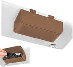 Magnetic Car Sunglasses Holder - Beige Nappa Visor Glasses Case | One-Handed Eyeglass Clip for Large Frames heat-resistant storage for aviators & cards,damage-free,vanity mirror friendly by Unknown