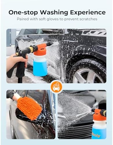 ARTIPOLY Upgraded Car Wash Foam Gun + Microfiber Wash Mitt-Car Foam Sprayer-Foam Cannon for Hose-Spray Gun Cleaner-Snow Blaster for Cars, Boats, RVs, Foam Cannon Connects to Any Garden Hose - Image 6