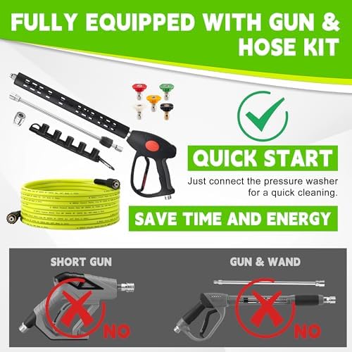 M MINGLE Pressure Washer Hose and Gun Kit, 25FT Power Wash Hose with 5 Tips - Image 2