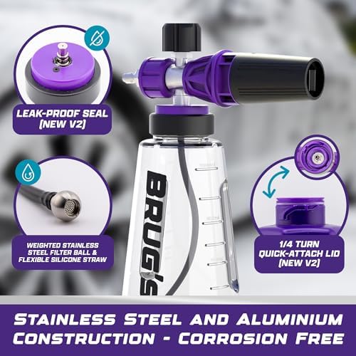 Brug's™ Pro Foam Cannon Clear Edition V2 - Professional Car Wash Foam Gun for Pressure Washer - Adjustable Spray Blaster, 1.1mm Orafice, Wide Neck Bottle, 1/4" Quick Connector - Snow Foam Cannon - Image 2
