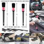 20Pcs Car Cleaning Kit, Interior Detailing Kit with High Power Handheld Vacuum, Detailing Brush Set, Windshield Tool, Pink Complete Auto Accessories for Women - Image 5