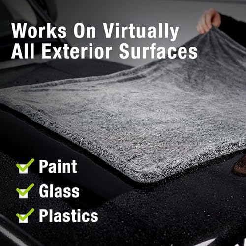ExoForma Mega Car Drying Towel - Holds Up to 9 lbs, No Streaks, Scratches, or Water Spots | 1200 GSM Microfiber Double Twist Pile & Edgeless Design, 1 Quick & Effortless Dry, 2 Pack - 24” x 36” - Image 2