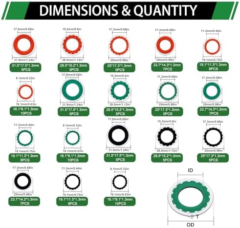 120PCS A/C Compressor Seal Washers Assortment Kit, A/C Gaskets - Image 2
