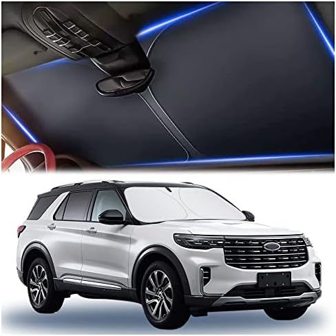 300T Thickened Automotive Glass Sunshade and Comes with Storage Bag,Keep Car Interior Cool,Universal Windshield Sun Shade Fit for Cars,Trucks,SUVs (L: 57.08 * 31.5 inch) by Aokdom