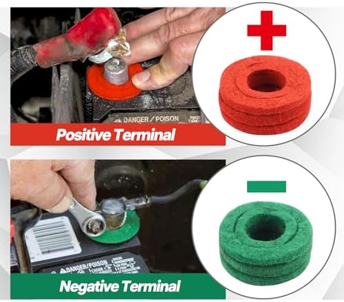 Battery Terminal Cleaner Tool Kit, 2-Pack Battery Post Wire Brush with Metal Case and 10 Anti-Corrosion Fiber Washers (5 Red & 5 Green) for Car, Truck, RV and Marine Batteries - Image 5