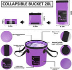 22Pcs Car Wash Cleaning Tools Kit Car Detailing Set with Canvas Bag Purple Collapsible Bucket Wash Mitt Sponge Towels Tire Brush Window Scraper Duster Complete Interior Car Care Kit - Image 2